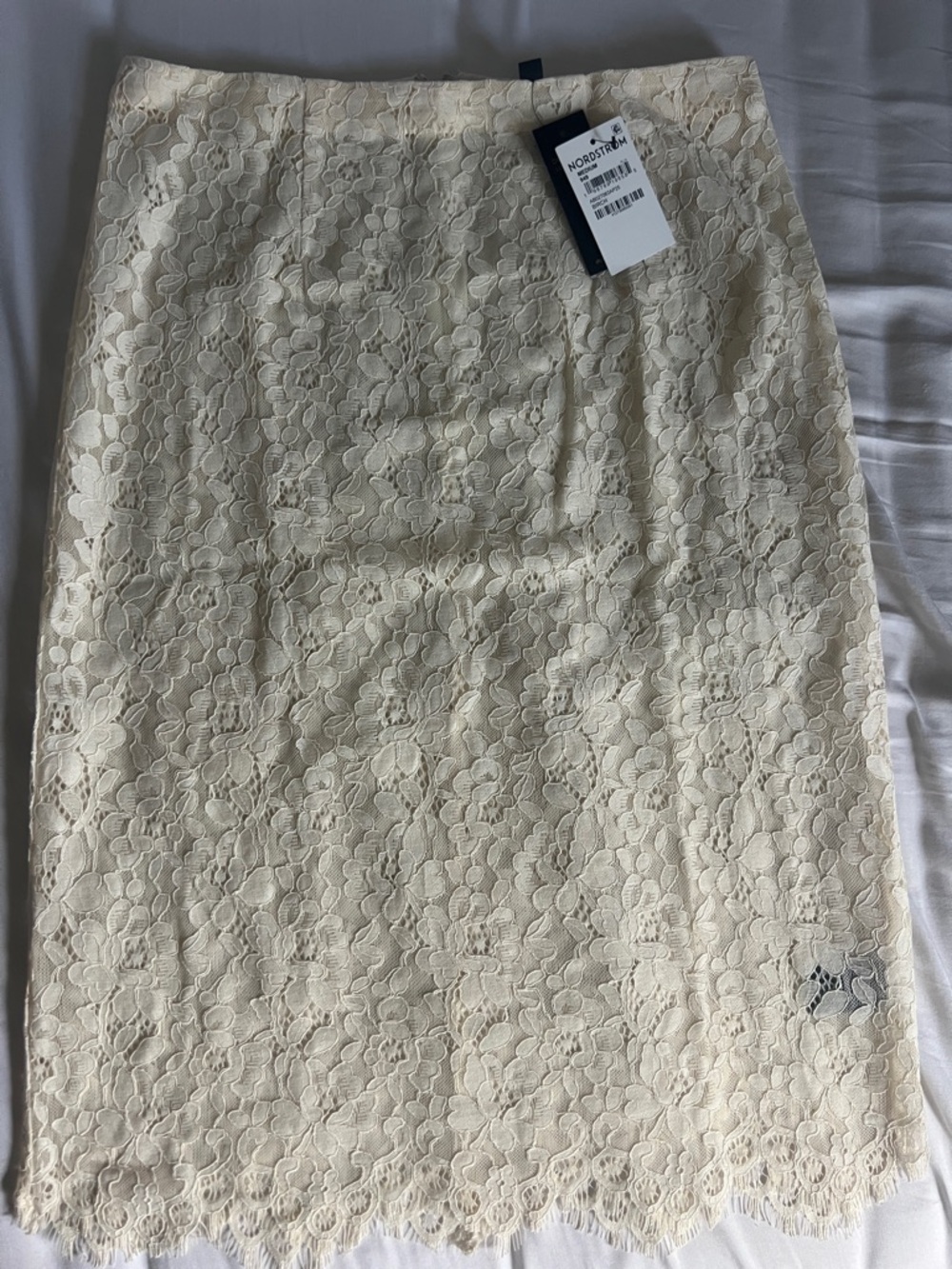 Nordstrom Cream Floral Lace Pencil Skirt